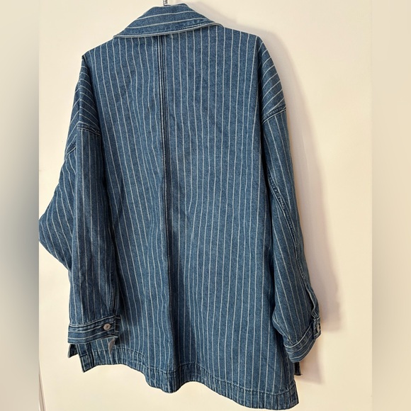 NWT Free People We The Free Madison City Pinstripe Denim Jacket Size Large - Picture 14 of 15